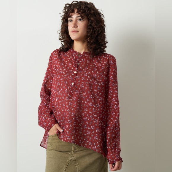 Isabel Marant Tops - Isabel Marant Etolie Maria Shirt Grenat Cotton Floral